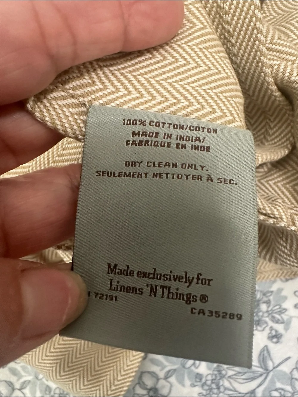 Nate Berkus standard two pillow sham. Beige/tan herringbone pattern.